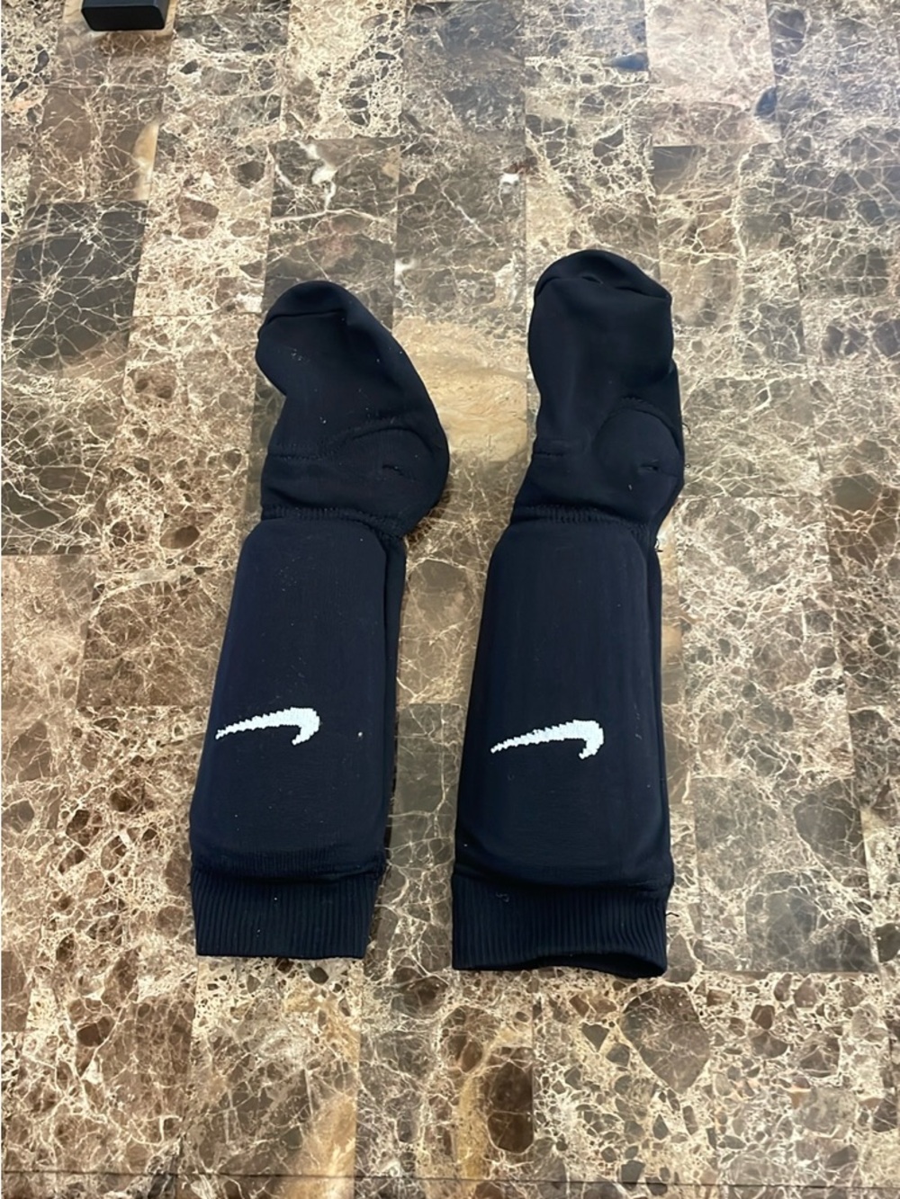 Nike Black Crew Socks with White Swoosh - Kids